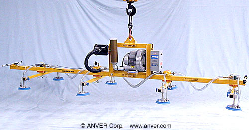 ANVER Eight Pad Electric Powered High Flow Lifter for Lifting & Handling Particle Board 16 ft x 8 ft (4.9 m x 2.4 m) up to 1000 lb (454 kg)